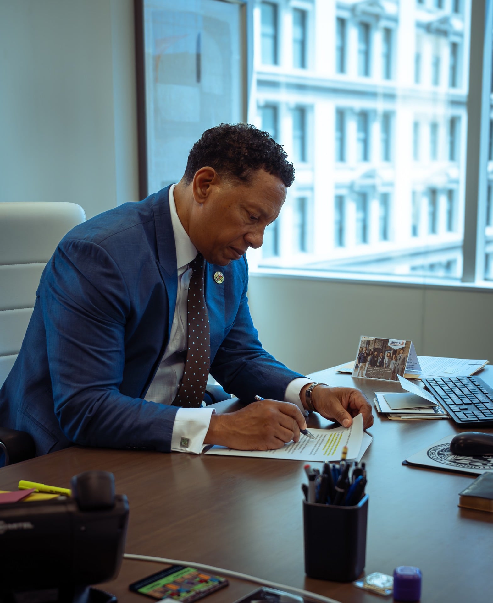 State's attorney Bates at his desk